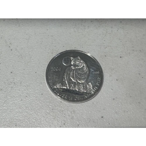 2006 1/2 oz .9999 Fine Silver Canadian Timber Wolf $1 Dollar Coin