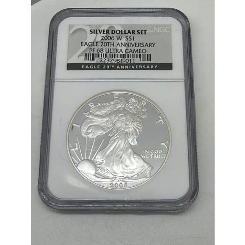 2006 W 20TH ANNIVERSARY SILVER DOLLAR SET OFFICIAL US MINT SET ULTRA CAMEO