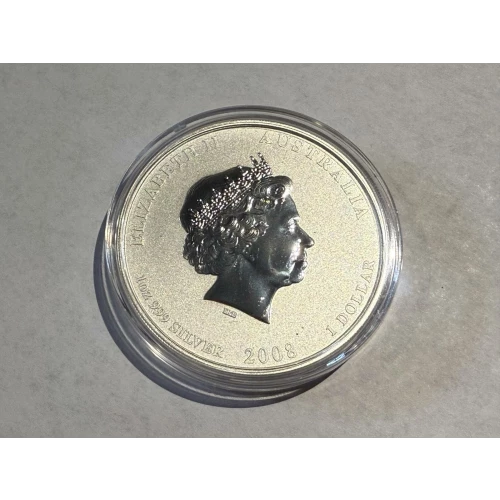 2008 1oz .999 Fine Silver Australian Perth Mint Silver Lunar II: Year of the Mouse $1 Dollar Coin