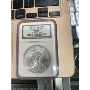 2008 W BURNISHED SILVER EAGLE REVERSE OF 2007