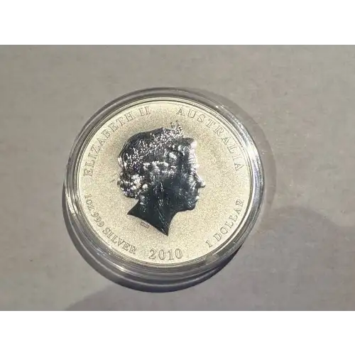 2010 1 oz Fine Silver Australian Perth Mint Silver Lunar II: Year of the Tiger $1 Dollar Coin (2)