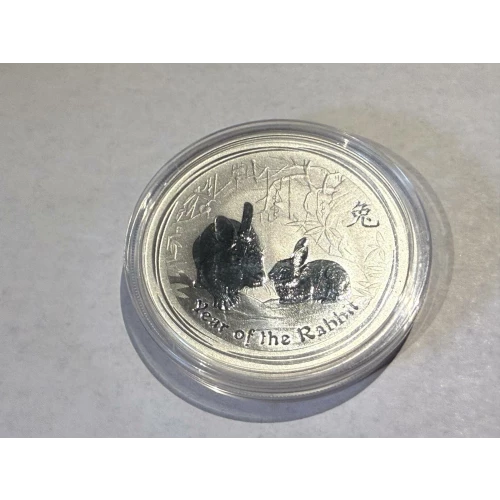 2011 1 oz .999 Fine Silver Australian Perth Mint Silver Lunar II: Year of the Rabbit $1 Dollar Coin (2)