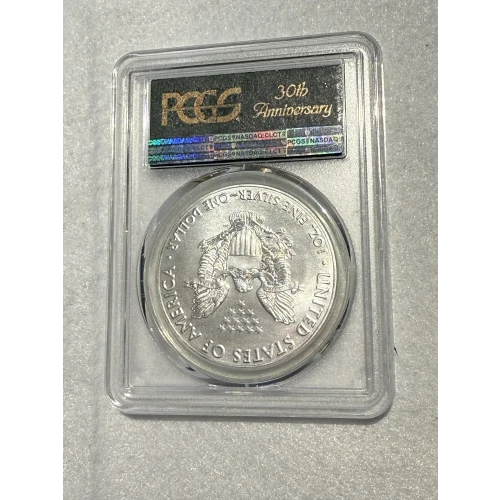 2016 $1 Silver 30th Anniversary Silver Eagle - 30th Anniversary FS Green 1 of 2016 First Day WP Strike (2)