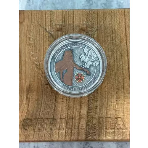 2020 1 oz Silver Germania 5 Mark Red Crystal Cross Mintage 250 (2)