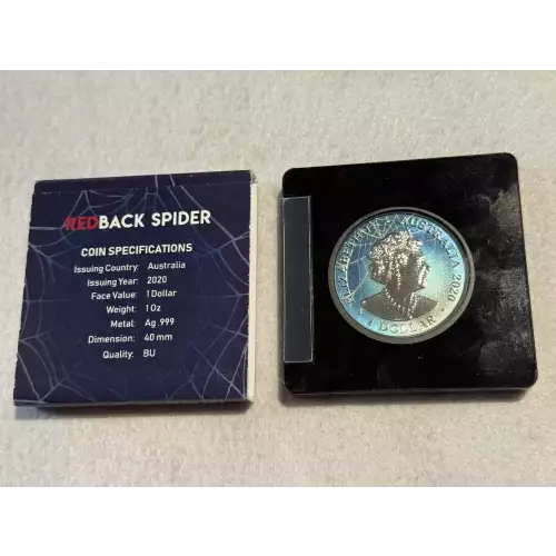 2020 Australia 1 oz .999 Fine Silver Redback Spider Colorized $1 Dollar Coin  (2)