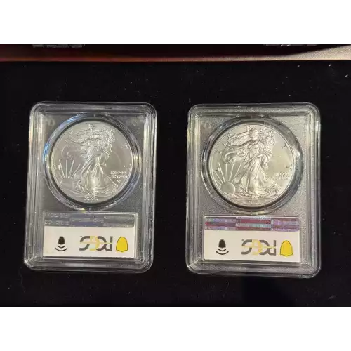 2021 PCGS MS 70 Silver Eagle Type 1 & 2 First Last Production Set in Case (3)