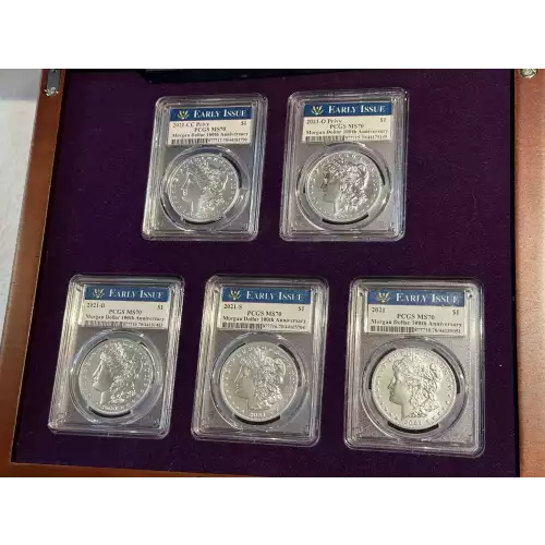 2021 PCGS MS70 Early Issue 100th Anniversary Morgan Silver Dollar Mint Set Case