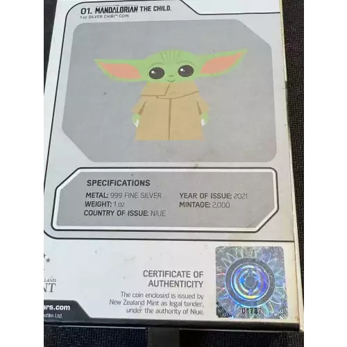 2021 STAR WARS Mandalorian The Child- Chibi Coin 1 OZ Silver-ONLY 2,000 Mintage (5)