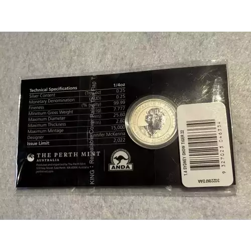 2021 Sydney Money Expo 1/4 oz .9999 Fine Silver Coin Australian Lunar Series III Colorized 2022 Year of the Tiger (2)