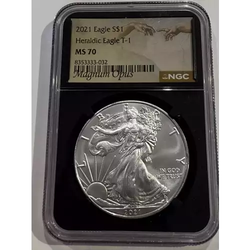2021 T-1 Heraldic Silver Eagle 1oz Magnum Opus Black Core NGC