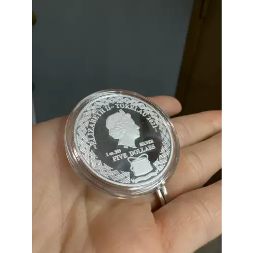 2021 Tokelau $5 Sagittarius Zodiac Arrow 1 oz 999 Silver Coin (2)