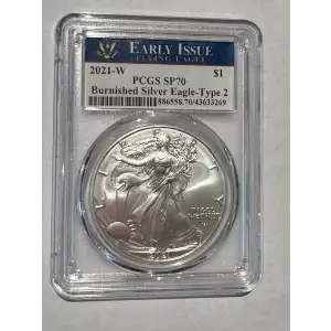 2021-W $1 Burnished Silver Eagle-Type 2