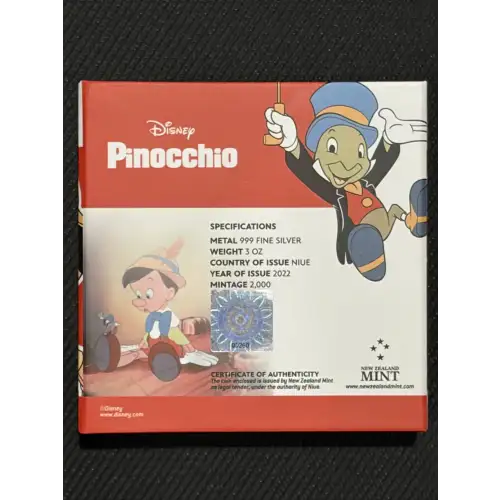 2022 Niue 3 oz. Coin Disney Pinnochio