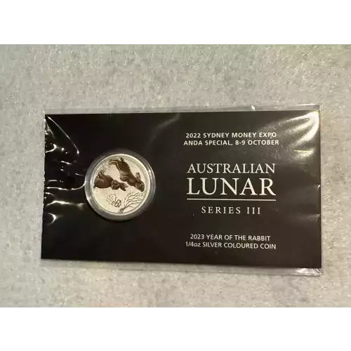 2022 Sydney Money Expo 1/4 oz .9999 Fine Silver Coin Australian Lunar Series III Colorized 2023 Year of the Rabbit (2)