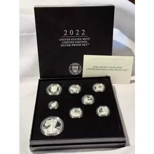 2022 U.S. Mint Limited Edition Silver Proof Set Eagle Quarters Dime Half Coins (2)