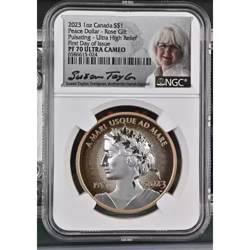 2023 1oz Peace Dollar - Rose Gilt Pulsating - UHR - FDI ULTRA CAMEO (5)