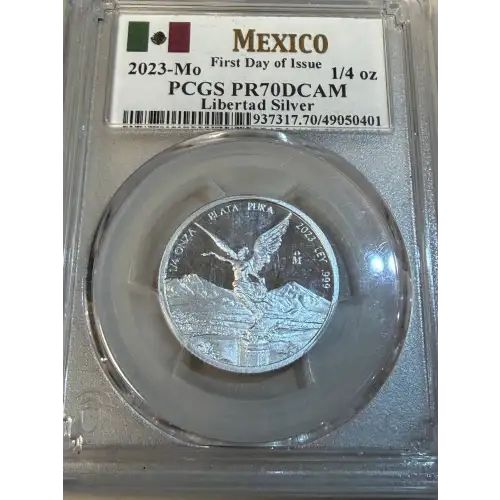2023-Mo 1/4 oz Libertad Ag First Day of Issue, DCAM