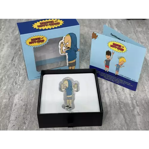 2023 Niue 1oz Silver $2 Beavis Cornholio Shaped Coin 30th Anniversary 0351/1000