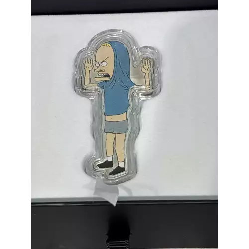 2023 Niue 1oz Silver $2 Beavis Cornholio Shaped Coin 30th Anniversary 0351/1000 (2)