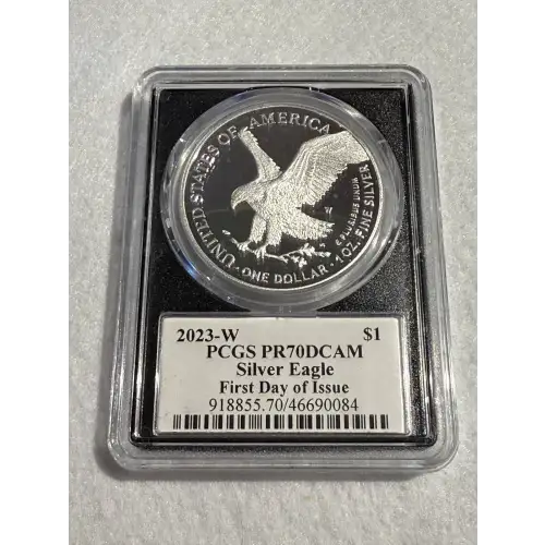 2023-W $1 Silver Eagle First Day of Issue Emily Damstra Flag, DCAM (2)