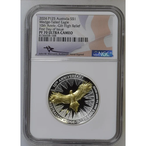 2024 P125 Wedge-Tailed Eagle - FDI 10th Anniv.-Gilt High Rel ULTRA CAMEO (2)