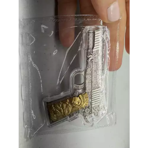 2024 Republique Du Tchad 10000 Francs CFA Gold .45 Caliber 2 oz 999 Fine Silver Pistol Coin (2)