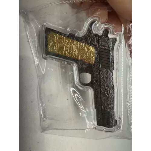 2024 Republique Du Tchad 10000 Francs CFA Gold Black .45 Caliber 2 oz 999 Fine Silver Pistol Coin