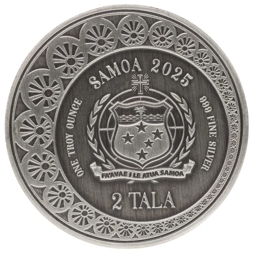 2025 1 oz Samoan - Mermaid & Pearl Antique Silver Coin (2)