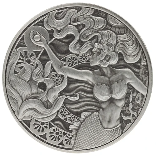 2025 1 oz Samoan - Mermaid & Pearl Antique Silver Coin (3)