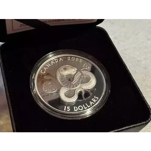 2025 Canada $15 Dollar 1 oz .9999 Fine Silver Coin Lunar Year of the Snake Proof Coin w/ Box COA (2)