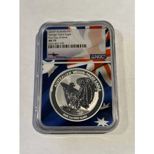2025 P Australia S$1 Dollar Wedge-Tailed Eagle NGC MS-70 First Day of Issue