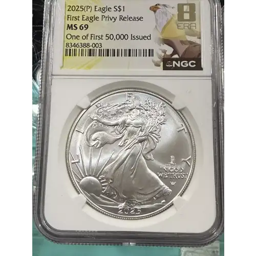 2025 Silver Eagle, Eagle Privy NGC MS69 8th Era Label,First 50,000. In Stock (3)