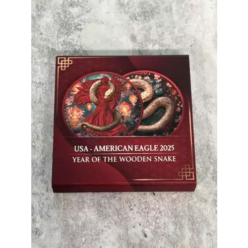 2025 Year of the Wooden Snake USA Colorized American Eagle 1oz Silver Coin