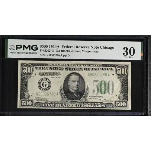 $500 1934-A.  High Denomination Notes 2202-G (2)