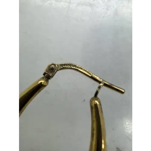 .925 S.S. 1/20 10k TRI-COLOR GOLD ELONGATED HOOP earrings