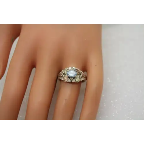 .925 S.S. 12k BLACK HILL GOLD AQUAMARINE ring size 9 # (2)