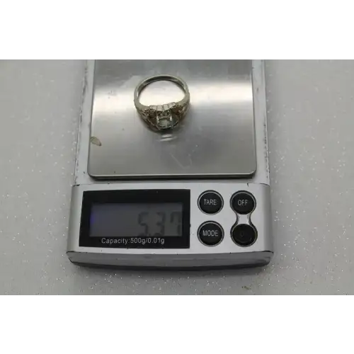 .925 S.S. 12k BLACK HILL GOLD AQUAMARINE ring size 9 # (4)