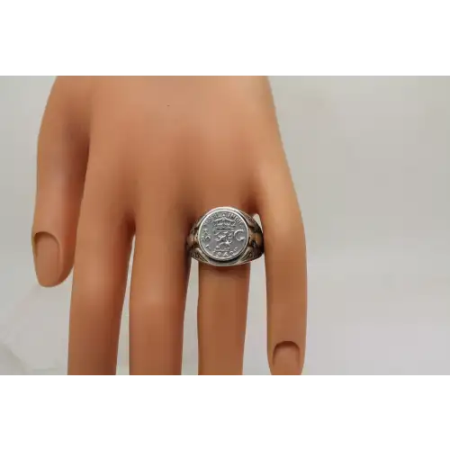 .925 S.S. 1942 S NETHERLAND EAST INDIES 1/10 GULDEN coin ring size 10.5