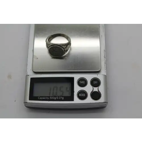 .925 S.S. 1942 S NETHERLAND EAST INDIES 1/10 GULDEN coin ring size 10.5