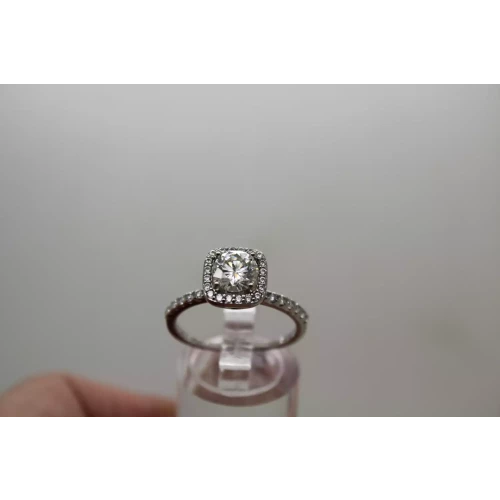 .925 S.S. 1ct MOISSANITE with CZ Acc. HALO ring size 8.25