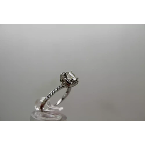 .925 S.S. 1ct MOISSANITE with CZ Acc. HALO ring size 8.25