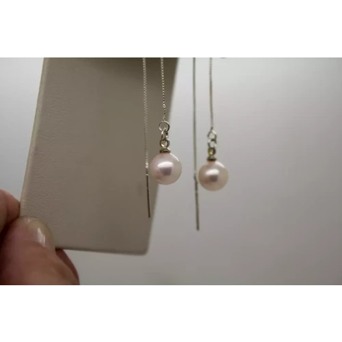 .925 S.S. 8mm GENUINE CULTURED PINK PEARL THREADER earrings
