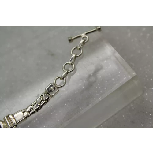.925 S.S. ACQUA BLUE TOPA & LAPIS LABRADORIT TOGGLE bracelet 7 1/2