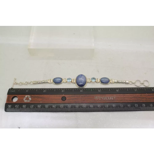 .925 S.S. ACQUA BLUE TOPA & LAPIS LABRADORIT TOGGLE bracelet 7 1/2