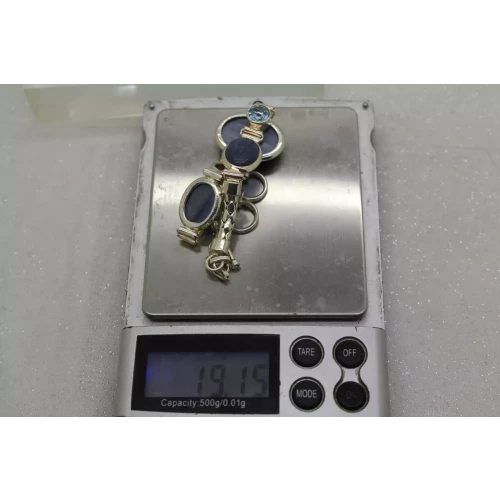 .925 S.S. ACQUA BLUE TOPA & LAPIS LABRADORIT TOGGLE bracelet 7 1/2