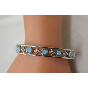 .925 S.S. BLUE STONE FANCY CUFF bracelet 6.5