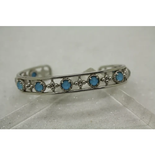.925 S.S. BLUE STONE FANCY CUFF bracelet 6.5