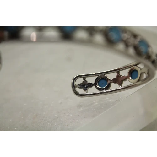 .925 S.S. BLUE STONE FANCY CUFF bracelet 6.5