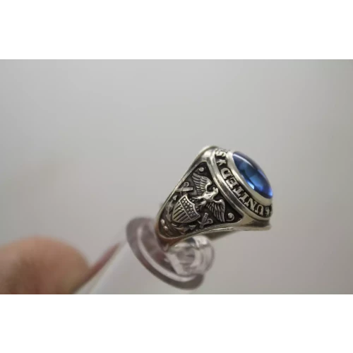 .925 S.S. BLUE STONE UNITED STATES NAVY ring size 8.5