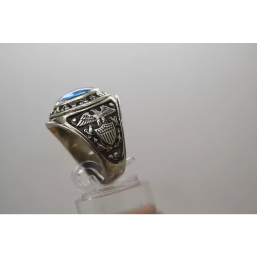 .925 S.S. BLUE STONE UNITED STATES NAVY ring size 8.5